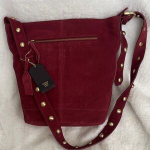Elegant Suede Burgundy Shoulder Bag